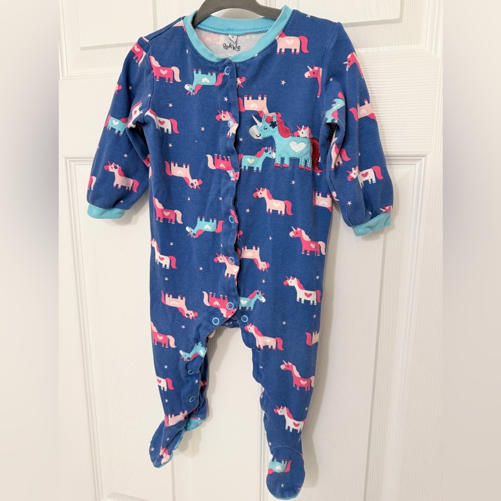 Pekkle Blue Unicorn Snap Closure Sleeper